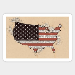 Vintage USA Map with American Flag Magnet